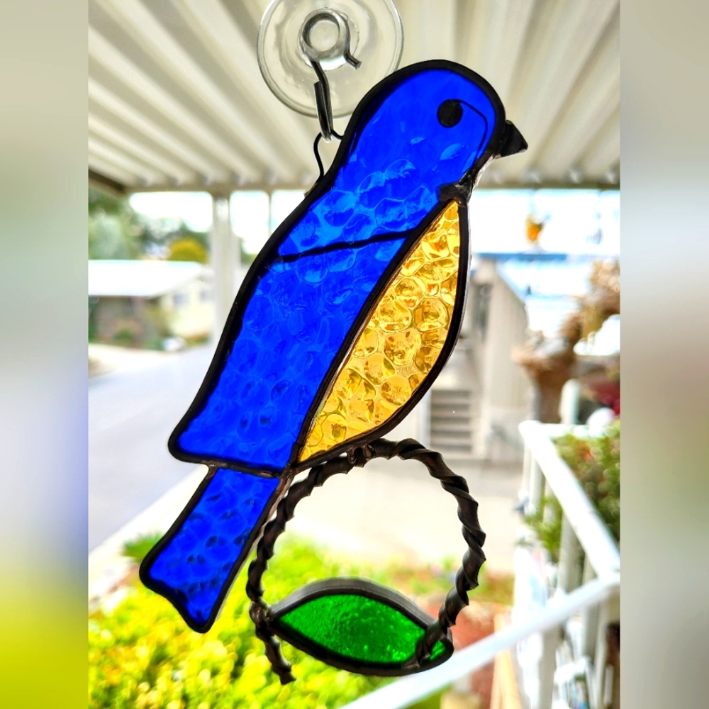 Handmade Stained Glass Blue Bird
